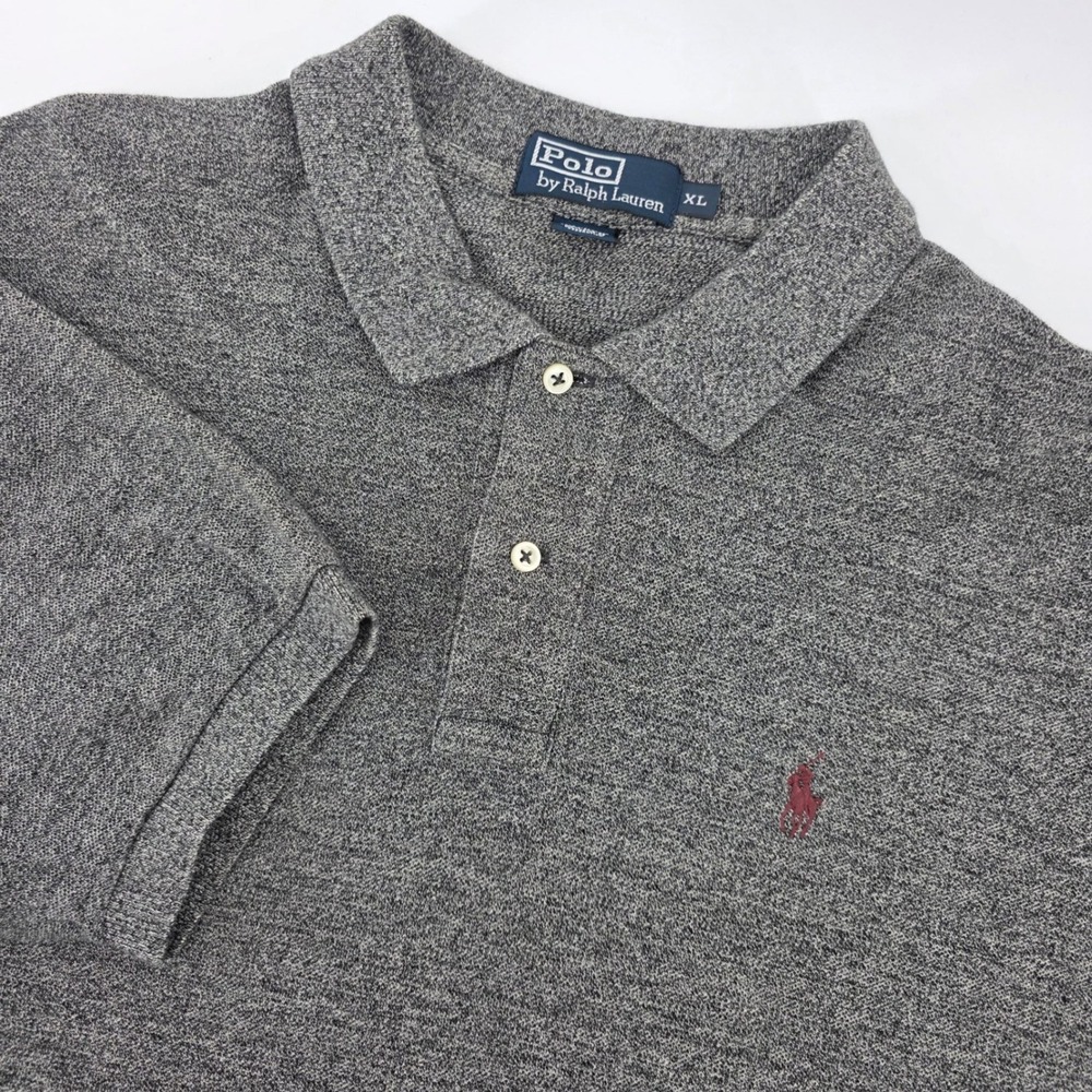 Polo Ralph Lauren Mens XL Gray Heathered Cotton Short Sleeve Polo Shirt Pony